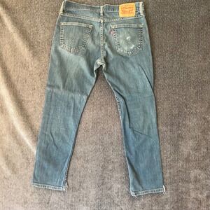 Levi Strauss 511 Mens W34 L30 Blue Denim‎ Jeans Distressed Frayed Hem